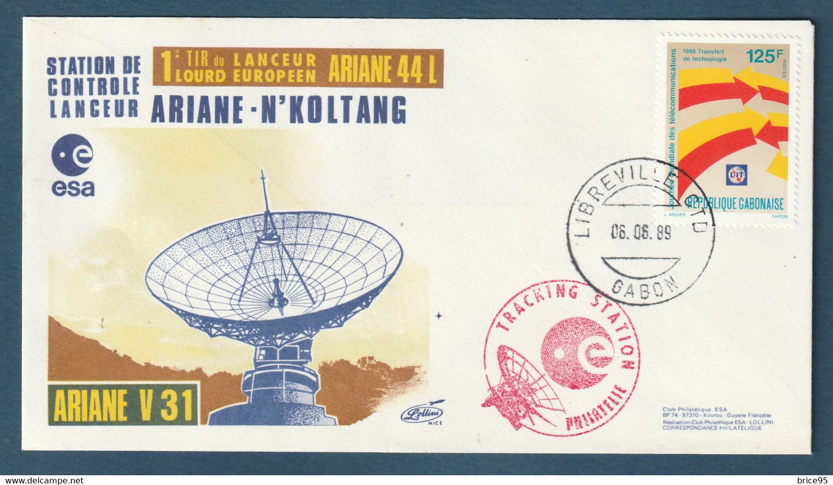 ✈️ Gabon - V31 Ariane 1 Er Tir Du Lanceur Lourd Européen - Ariane 44L - N'Koltang - 1989 ✈️ - Afrique