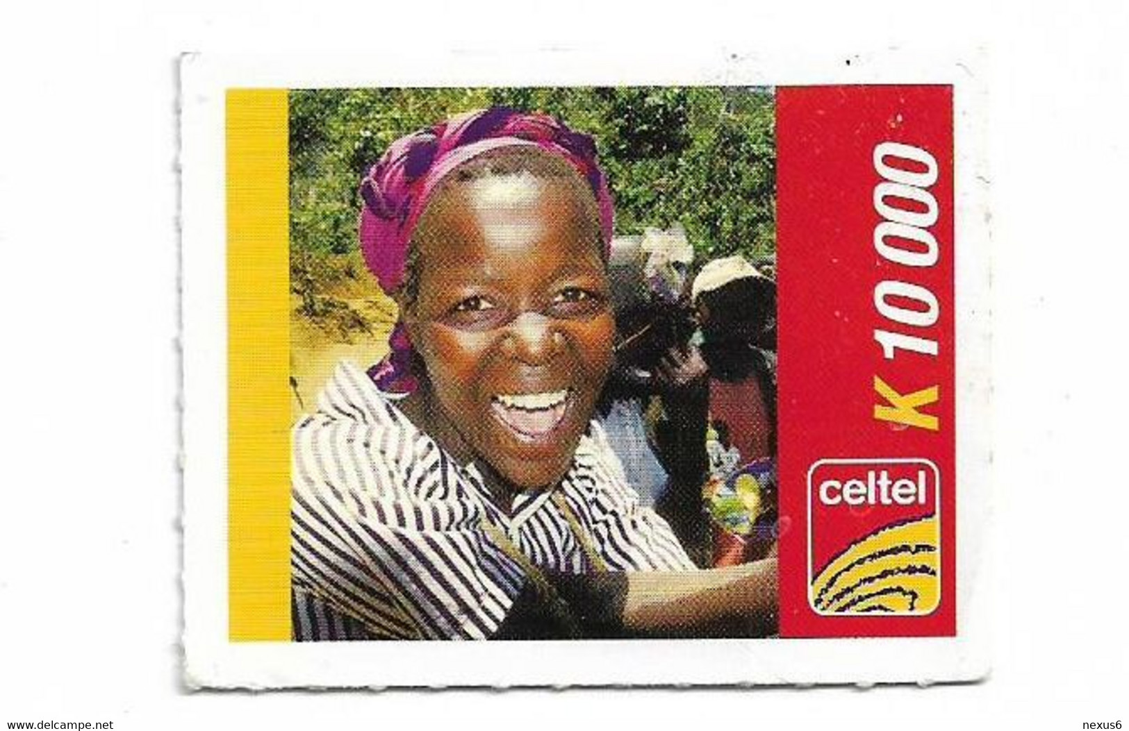 Zambia - Celtel - Smiling Young Girl (Type 1), Half-Size GSM Refill 10.000ZK, Used - Zambia