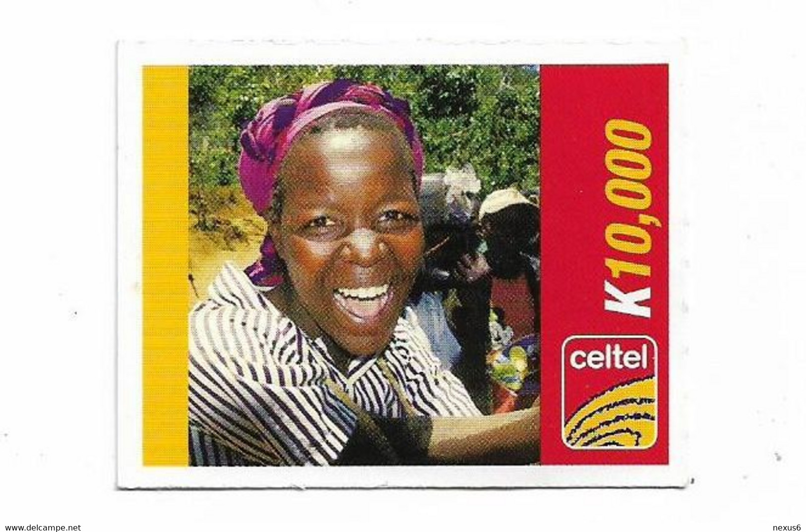 Zambia - Celtel - Smiling Young Girl (Type 2), Half-Size GSM Refill 10.000ZK, Used - Zambie