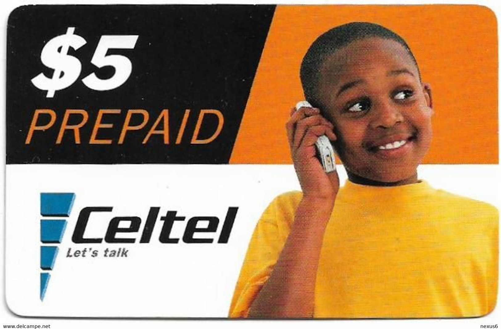 Zambia - Celtel - Young Boy At The Phone (Reverse 1), GSM Refill 5$, Used - Zambia