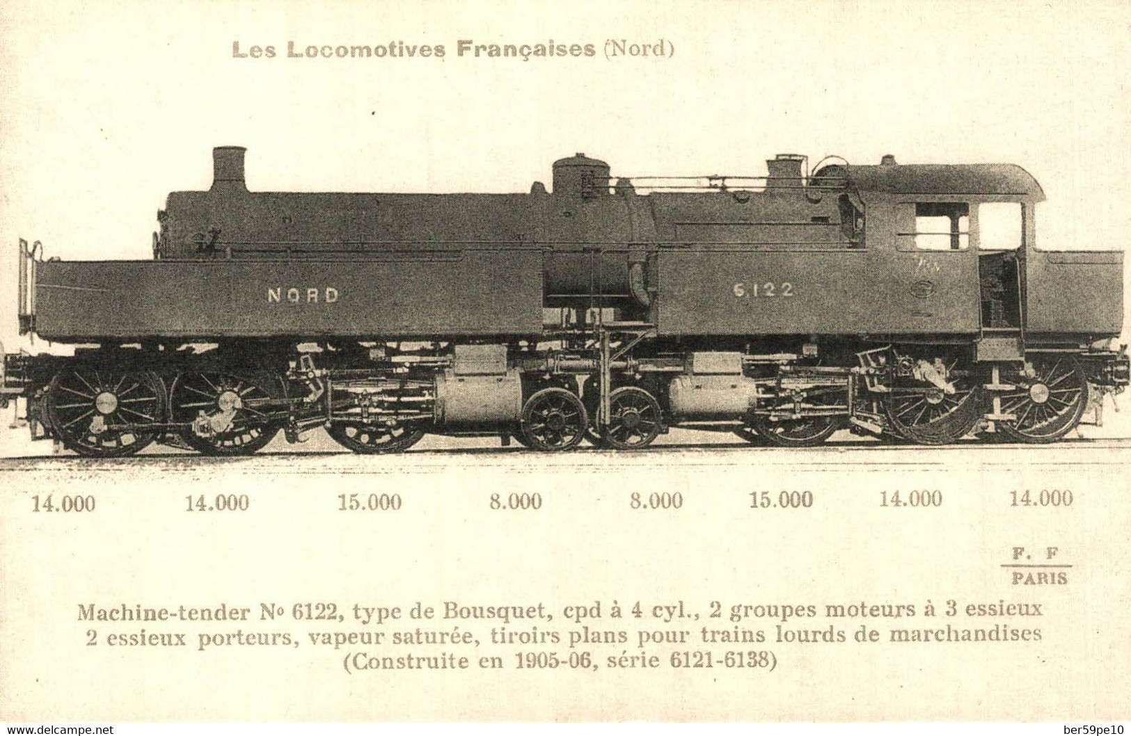 CARTE D'AUTREFOIS  TRANSPORTS ET COMMUNICATIONS  - PICARDIE  LOCOMOTIVES 6121 A 6168 DU NORD - Picardie