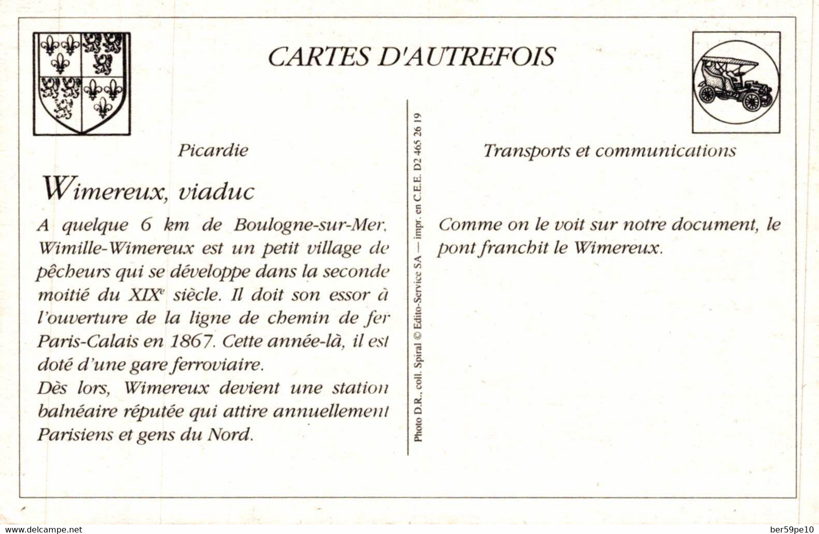 CARTE D'AUTREFOIS  TRANSPORTS ET COMMUNICATIONS  - PICARDIE  VIMEREUX VIADUC - Picardie