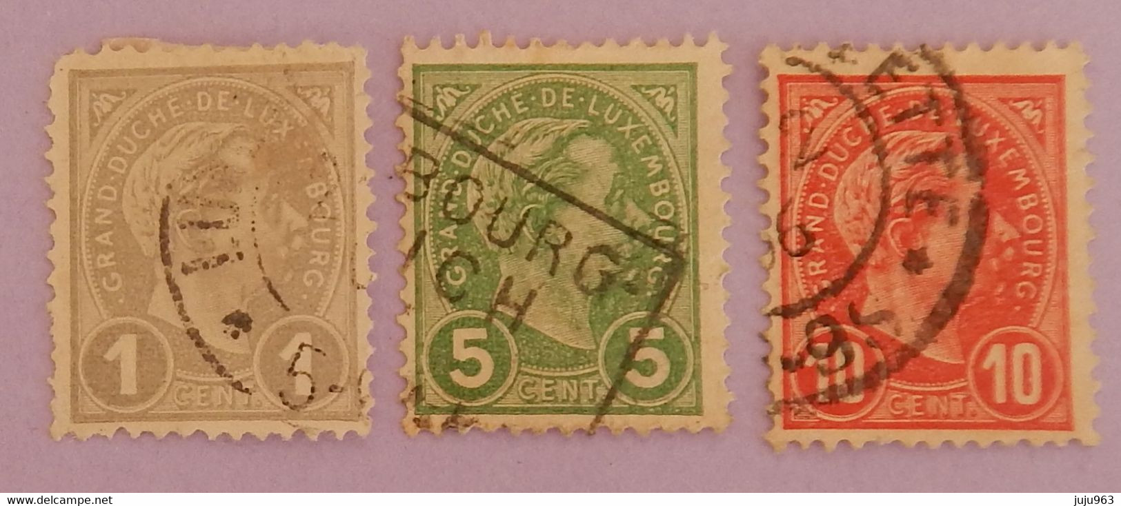 LUXEMBOURG  YT 69+72/73 OBLITERE "ADOLPHE 1ER"  ANNÉE 1895 - 1895 Adolphe Right-hand Side