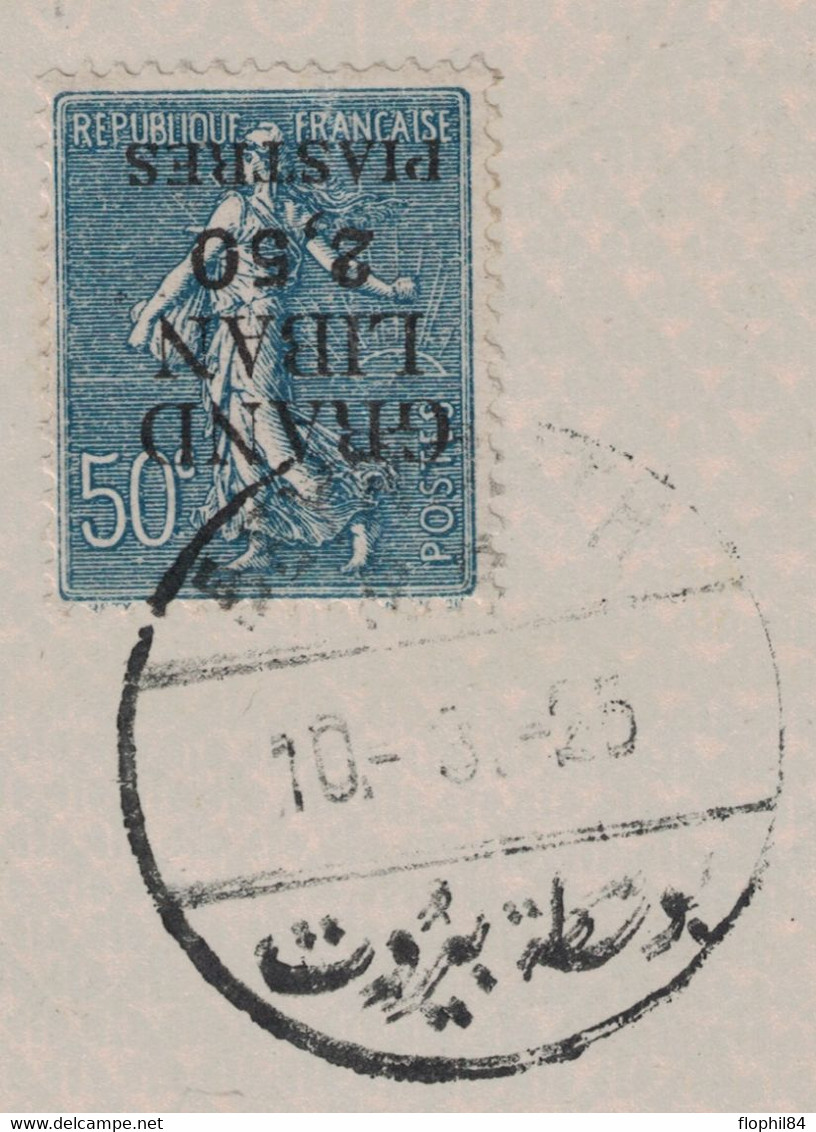 GRAND LIBAN - SEMEUSES AVEC SURCHARGES INVERSEES - N°5 ET N°9 SUR PETITE ENVELOPPE NON CIRCULEE - 10-3-1925 - COTE 150€ - Storia Postale