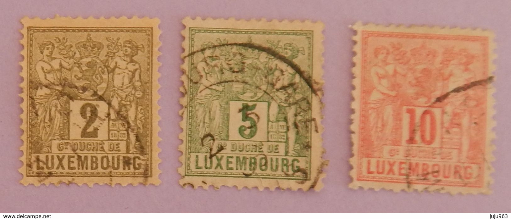 LUXEMBOURG YT 48+50/51 OBLITERES "ALLEGORIES" ANNÉES 1882/1891 - 1882 Allegorie