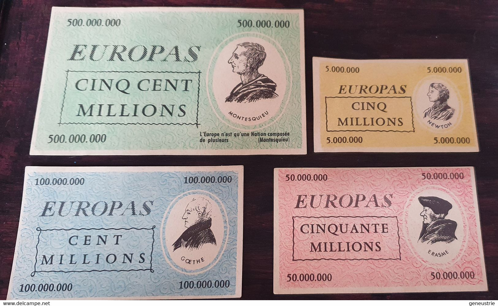 Série De 4 Billets Fantaisies (de Jeu ?)  Années 50 "Europas" - Fiktive & Specimen