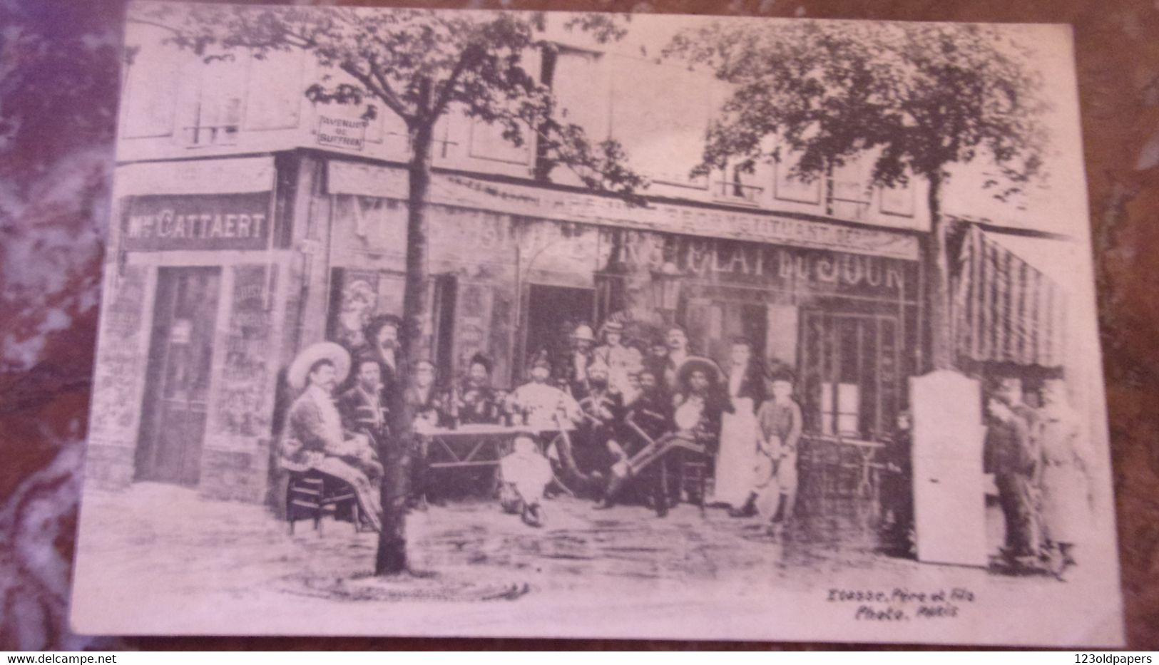 75 RARE CLICHE PARIS GROUPE MEXICAIN TERRASSE CATTAERT  ETASS PHOTO RESTAURANT BAR 1905 AVENUE SUFFREN - Openbaar Vervoer