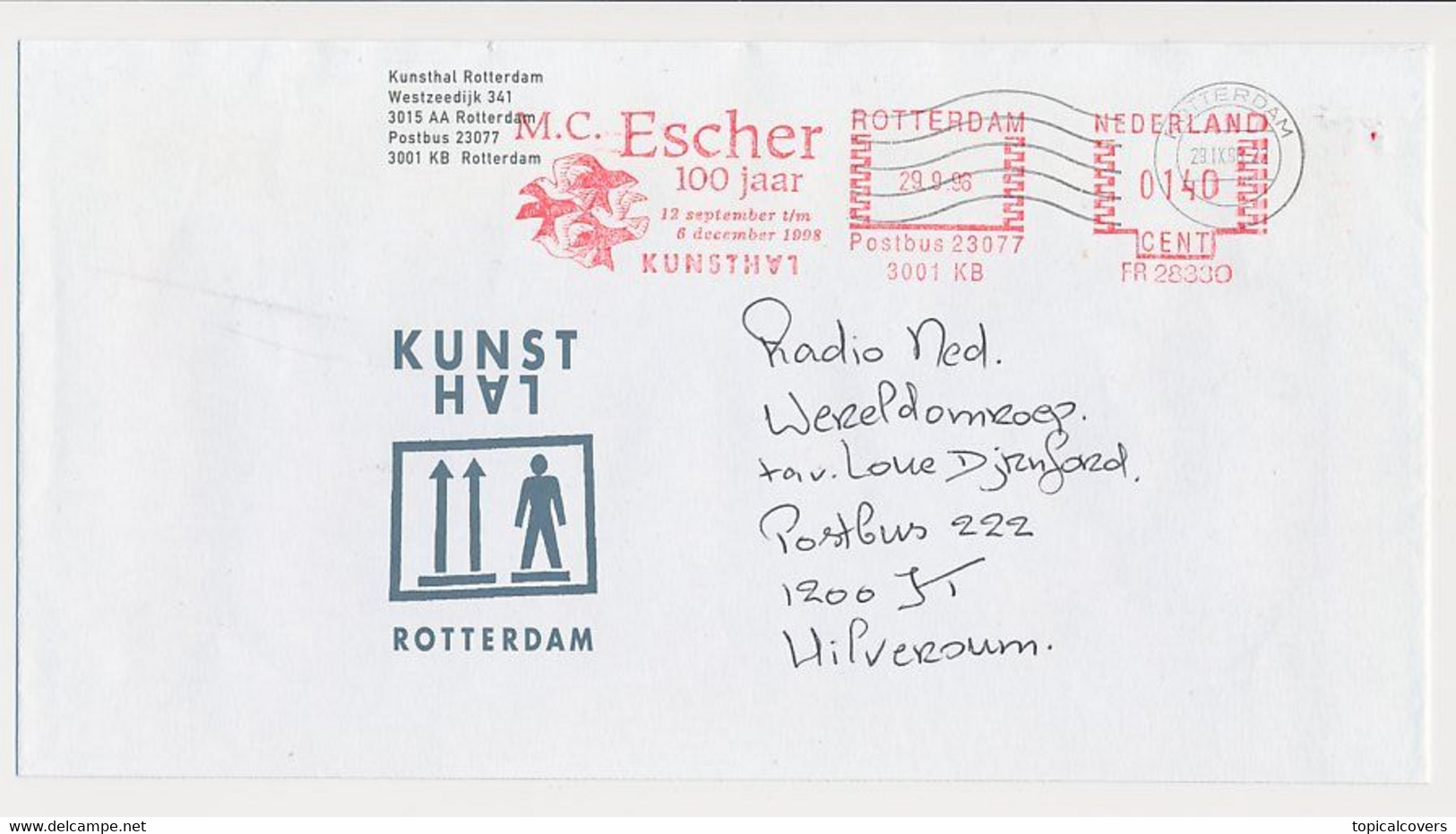 Meter Cover The Netherlands 1998 - Exhibition 100 Years  M.C. Escher - Kunsthal Rotterdam - Mathematical Art - Gravuren