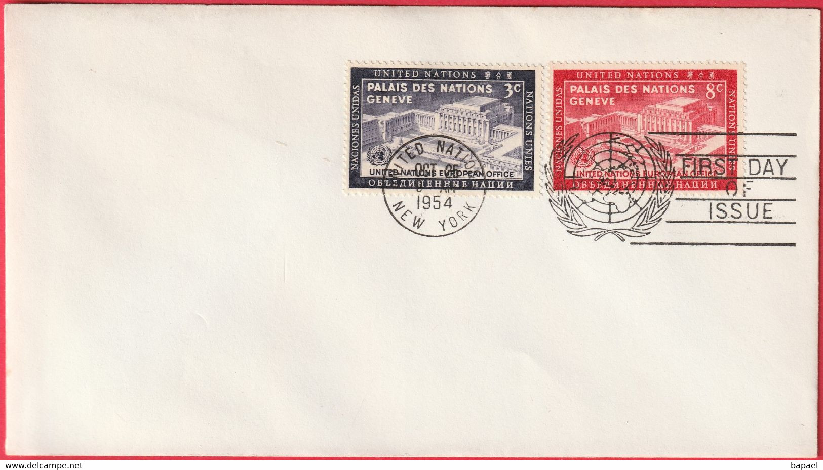 FDC - Enveloppe - Nations Unies - (New-York) (1954) - Palais Des Nations - Cartas & Documentos