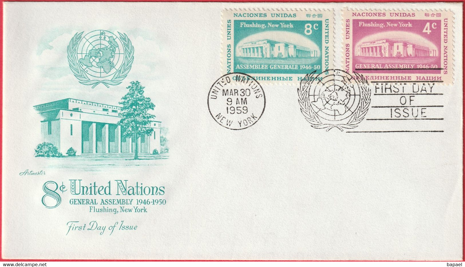 FDC - Enveloppe - Nations Unies - (New-York) (1959) - Assemblée Générale - Covers & Documents