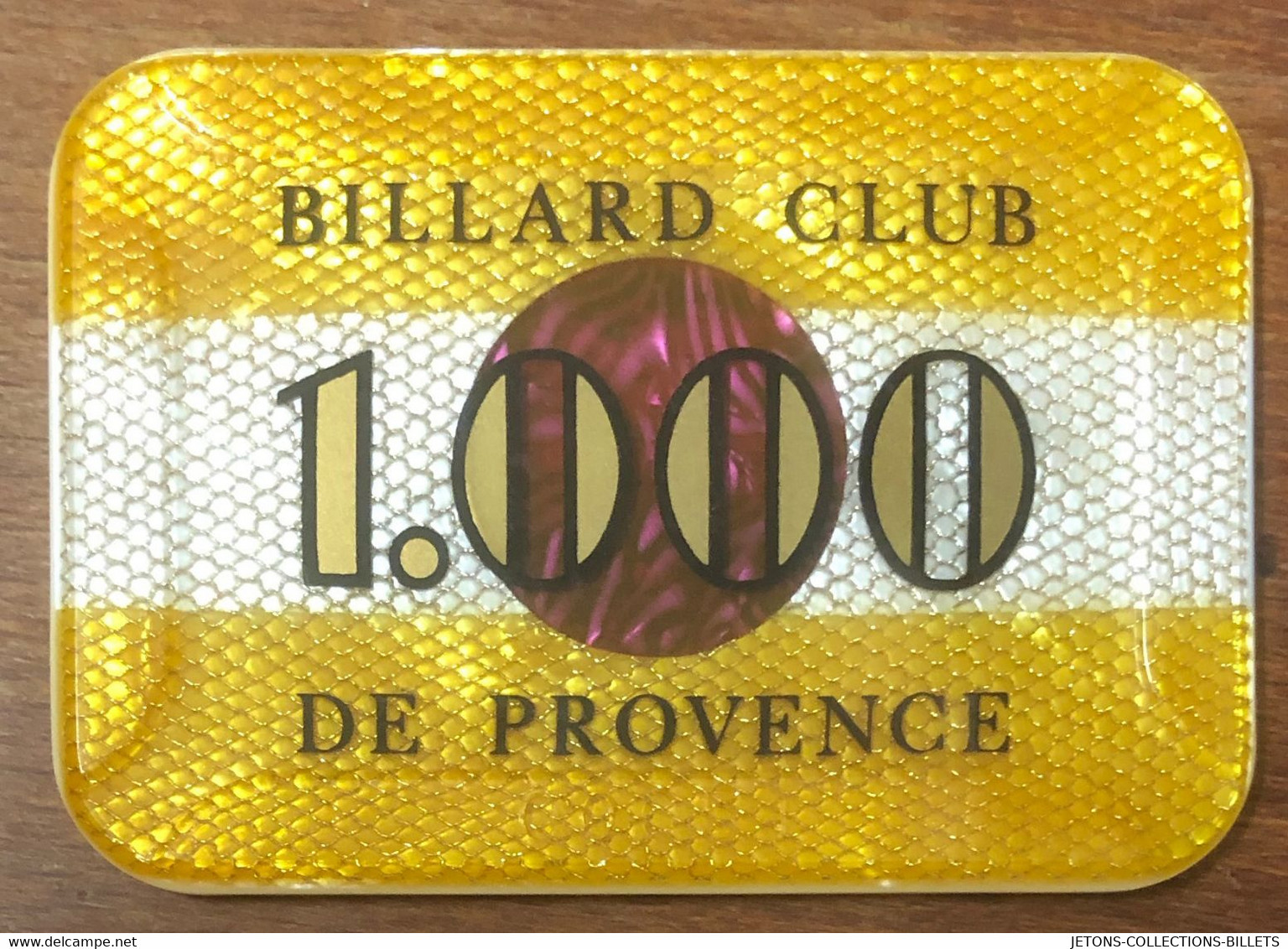 13 MARSEILLE JETON DE CASINO BILLARD CLUB DE PROVENCE PLAQUE 1.000 FRANCS CHIPS TOKENS GAMING - Casino