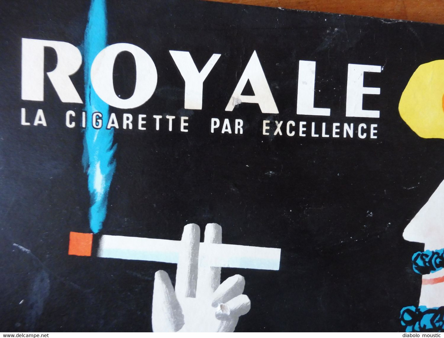 Carton Publicitaire ROYALE cigarette par excellence   Dessin par Hervé Morvan  (dimensions 40cm x 30cm)