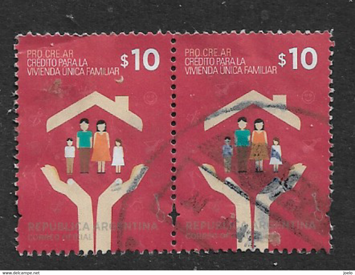 ARGENTINA 2014 CREDITS FOR HOUSING CAMPAIGN PAIR - Used Stamps