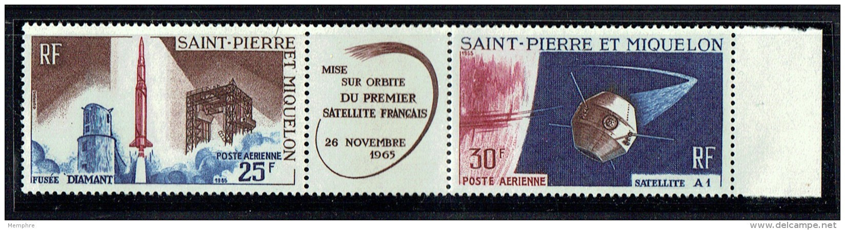 1966  Triptyque Premier Satellite Français   Yv  PA 34A**  MNH - Ungebraucht