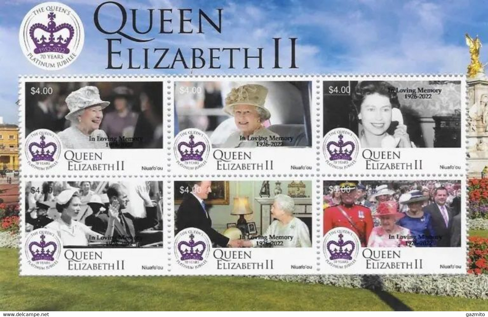 Niuafoou 2022, Queen Elizabeth In Memoriam, Overprinted, 6val In BF - Penrhyn