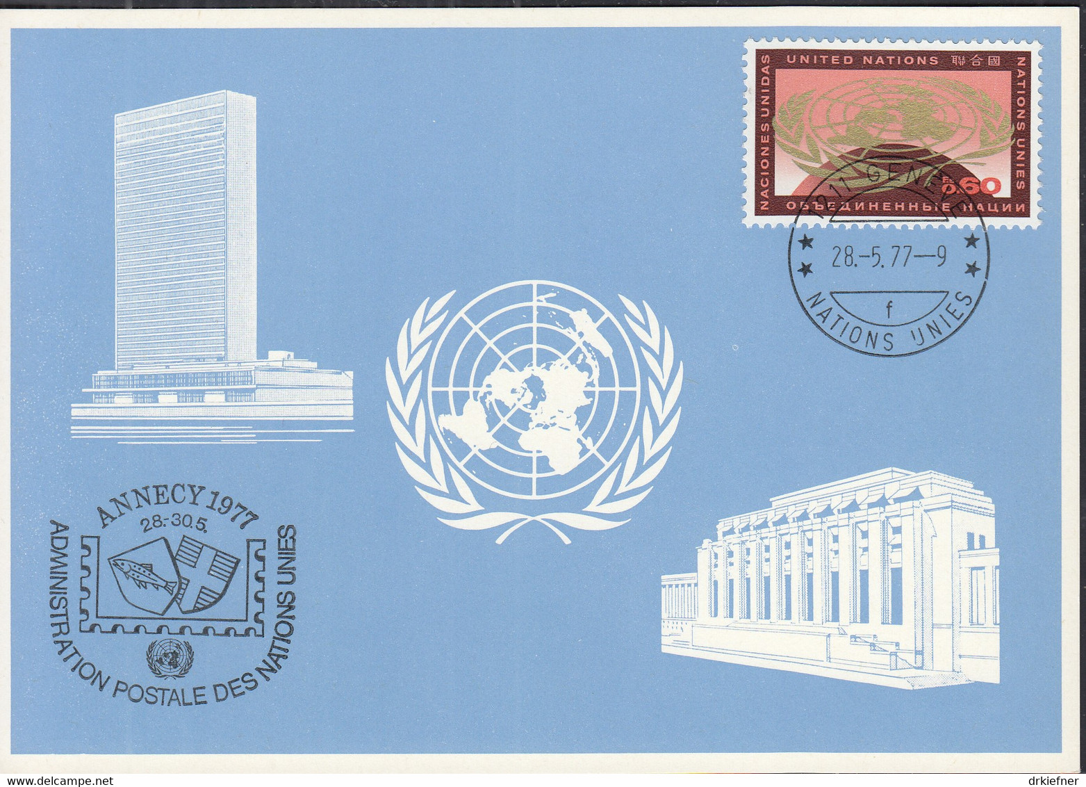 UNO GENF Blaue Karte Nr. 50, Annecy 28.5.1977 - Cartas & Documentos
