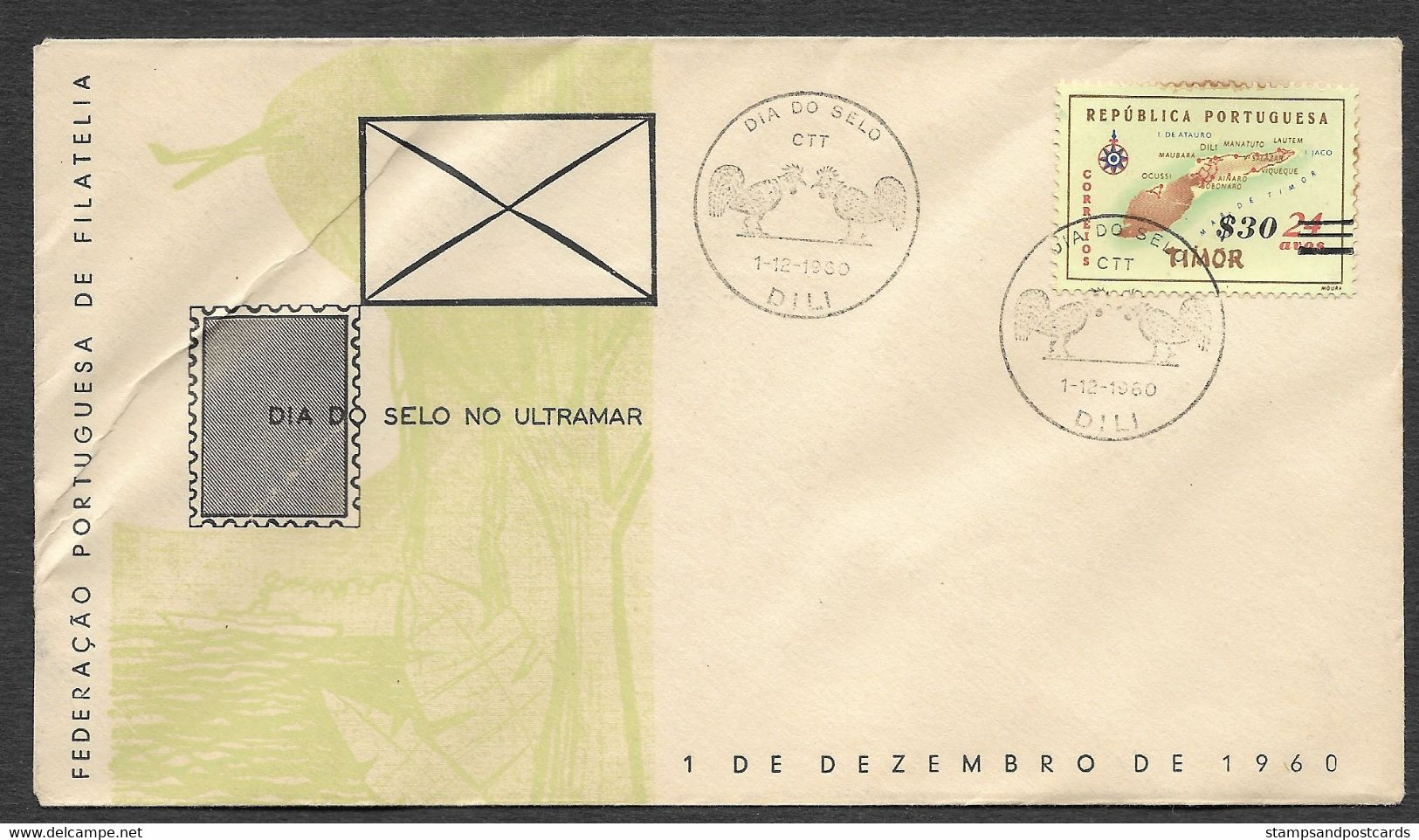 Timor Oriental Portugal Cachet Commémoratif Journée Du Timbre 1960 East Timor Event Postmark Stamp Day - East Timor