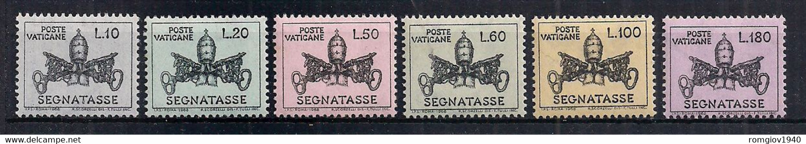 VATICANO SEGNATASSE 1968 TRIREGNO E CHIAVI DECUSSATE SASS. 25-30 MNH XF - Postage Due