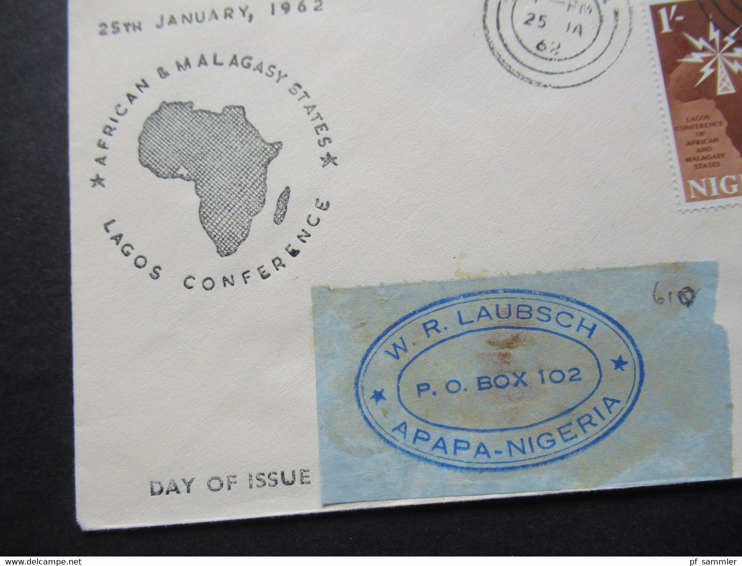 Nigeria FDC 1962 Lagos Conference African & Malagasy States By Air Mail Nach Apapa Nigeria Stempel Lagos 1 - Nigeria (1961-...)