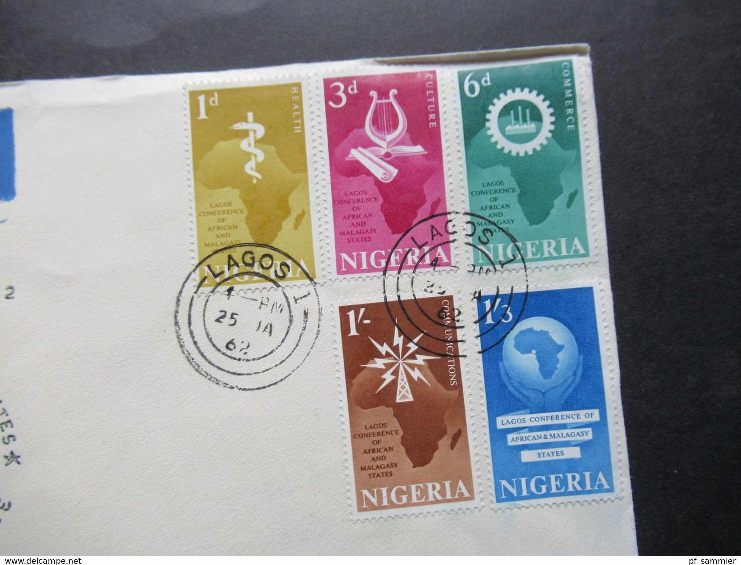 Nigeria FDC 1962 Lagos Conference African & Malagasy States By Air Mail Nach Apapa Nigeria Stempel Lagos 1 - Nigeria (1961-...)