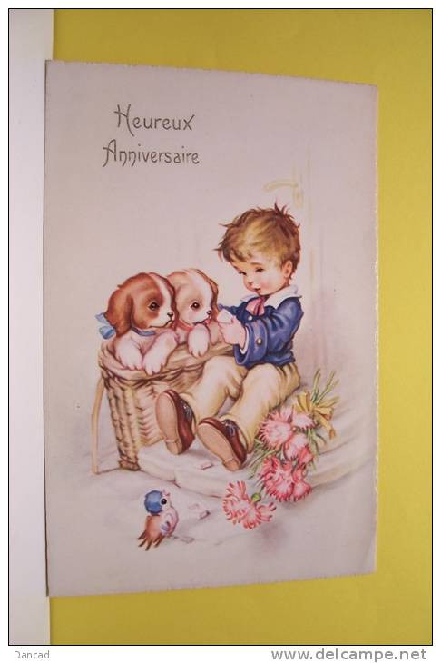 ENFANT - HEUREUX  ANNIVERSAIRE - Chiens - Chiots - Dessins D'enfants