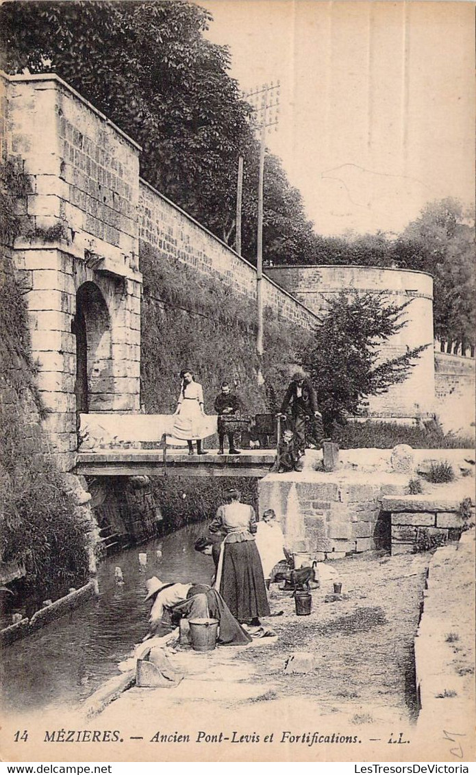 CPA - 08 - MEZIERES - Ancien Pont Levis Et Fortifications - LL - Animation Femmes Lavant Le Linge - Andere & Zonder Classificatie