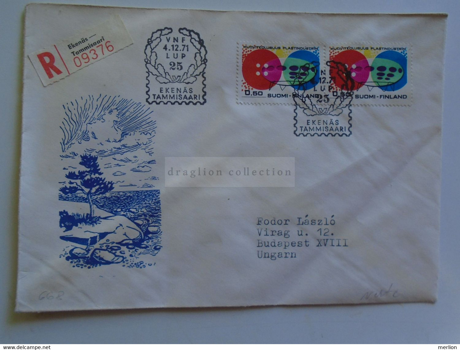 D179718      Suomi Finland Registered Cover - Cancel  Ekenäs -Tammisaari  1971    Sent To Hungary - Cartas & Documentos