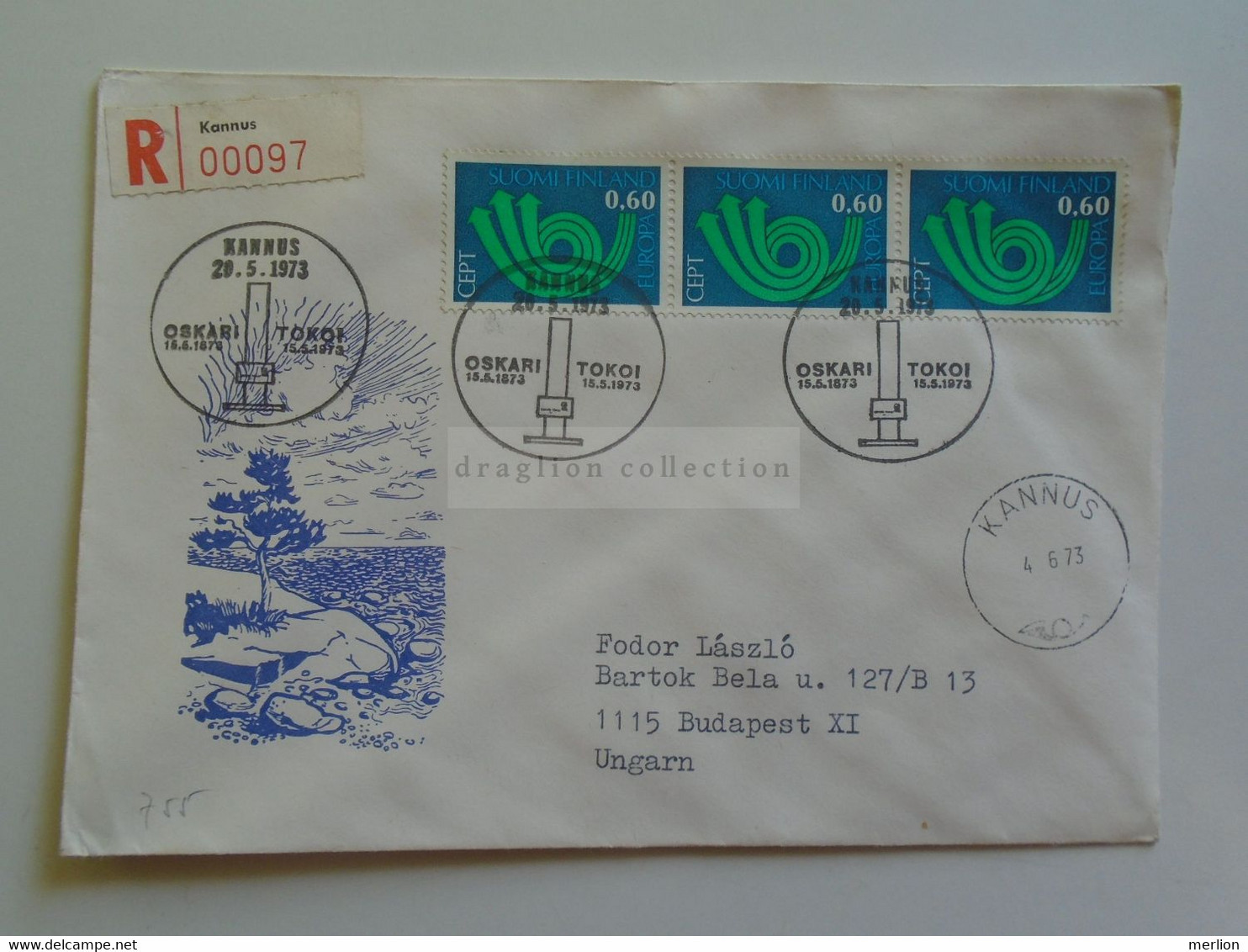 D179726   Suomi Finland Registered Cover - Cancel KANNUS  Oskari Tokoi 1973    Sent To Hungary - Brieven En Documenten