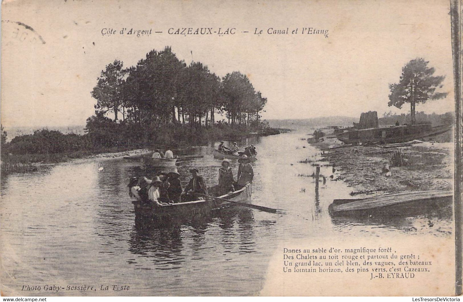 CPA - 33 - CAZEAUX - LAC - Le Canal Et L'étang - Animation D'une Barque Avec Des Passagers - Other & Unclassified