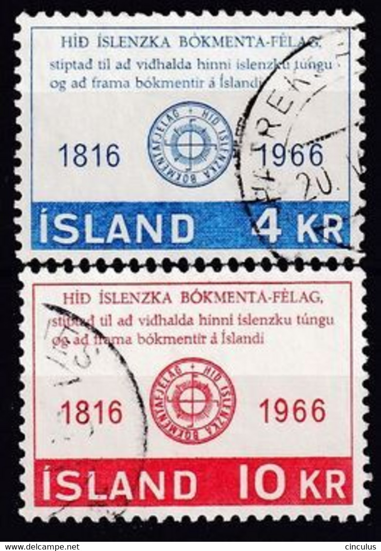 1966. Iceland. Literature Society. Used. Mi. Nr. 406-07 - Oblitérés