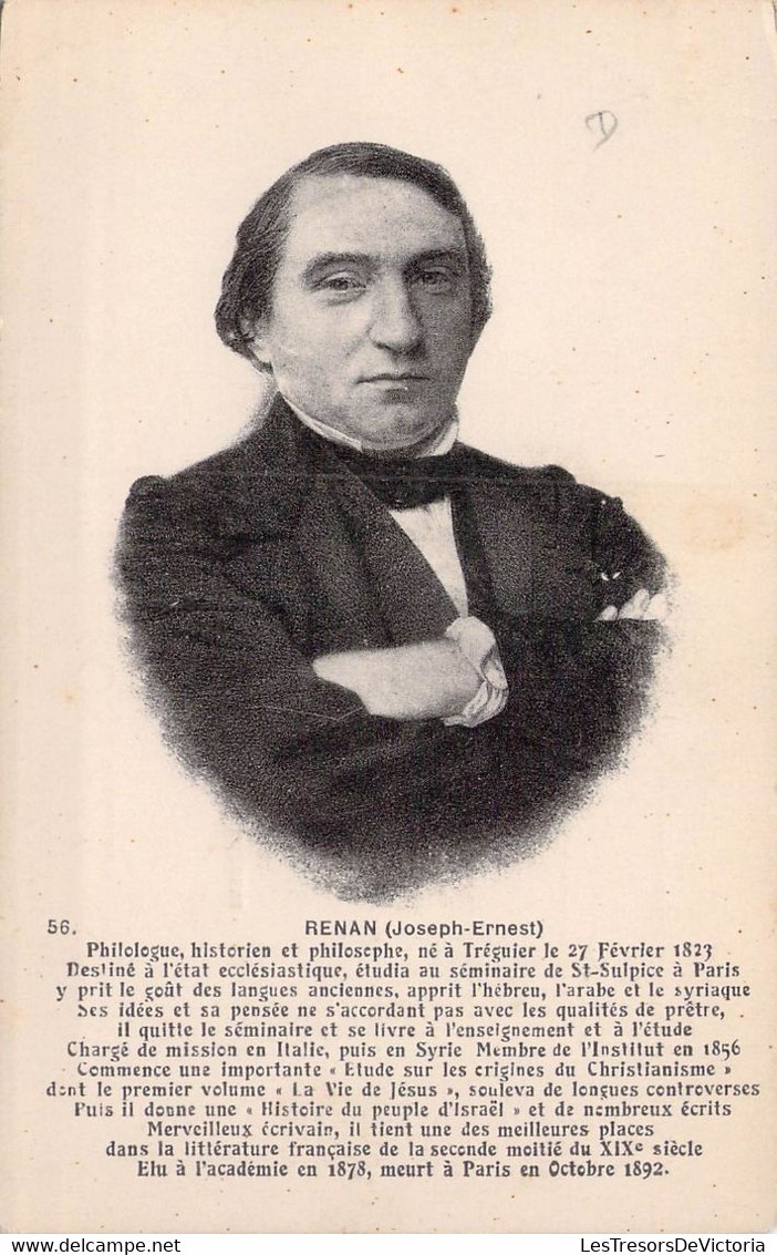 CPA - Célébrités - RENAN Joseph Ernest - F Chapeau éditeur à Nantes - Schriftsteller