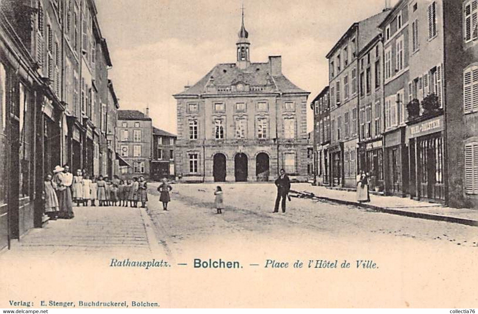 CPA FRANCE 57 MOSELLE BOLCHEN BOULAY PLACE DE L HOTEL DE VILLE RATHAUSPLATZ DOS SIMPLE NON ECRIT - Boulay Moselle