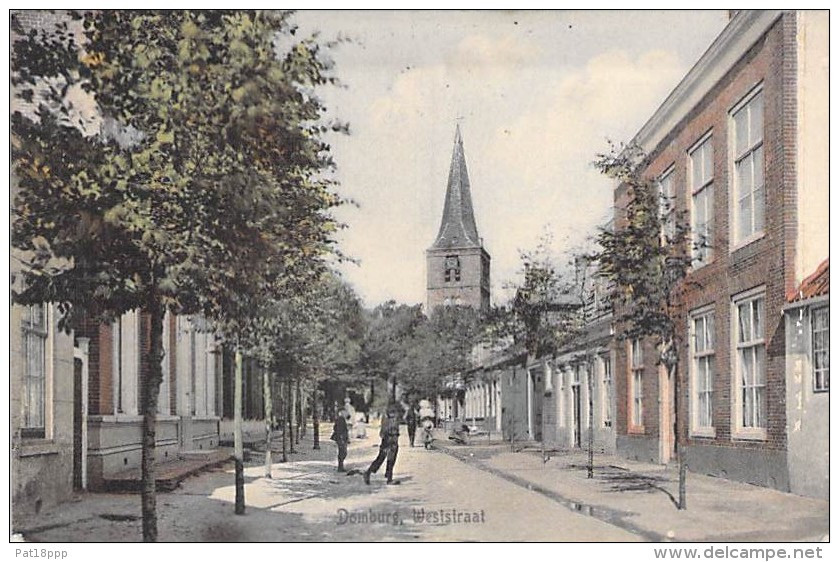 NEDERLAND Pays-Bas ( Zeeland ) DOMBURG : Westraat - CPA Colorisée Postée 1911 ( Holland Hollande Netherlands ) - Domburg