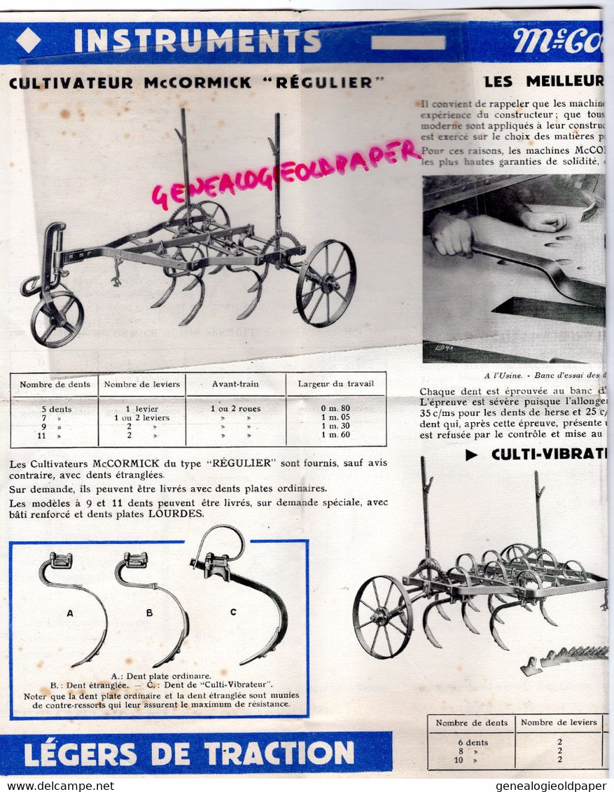 DEPLIANT PUBLICITAIRE MC CORMICK- HOUE HOUES -MACHINE AGRICOLE CULTIVATEUR CULTIVIBRATEUR HERSE - Landwirtschaft