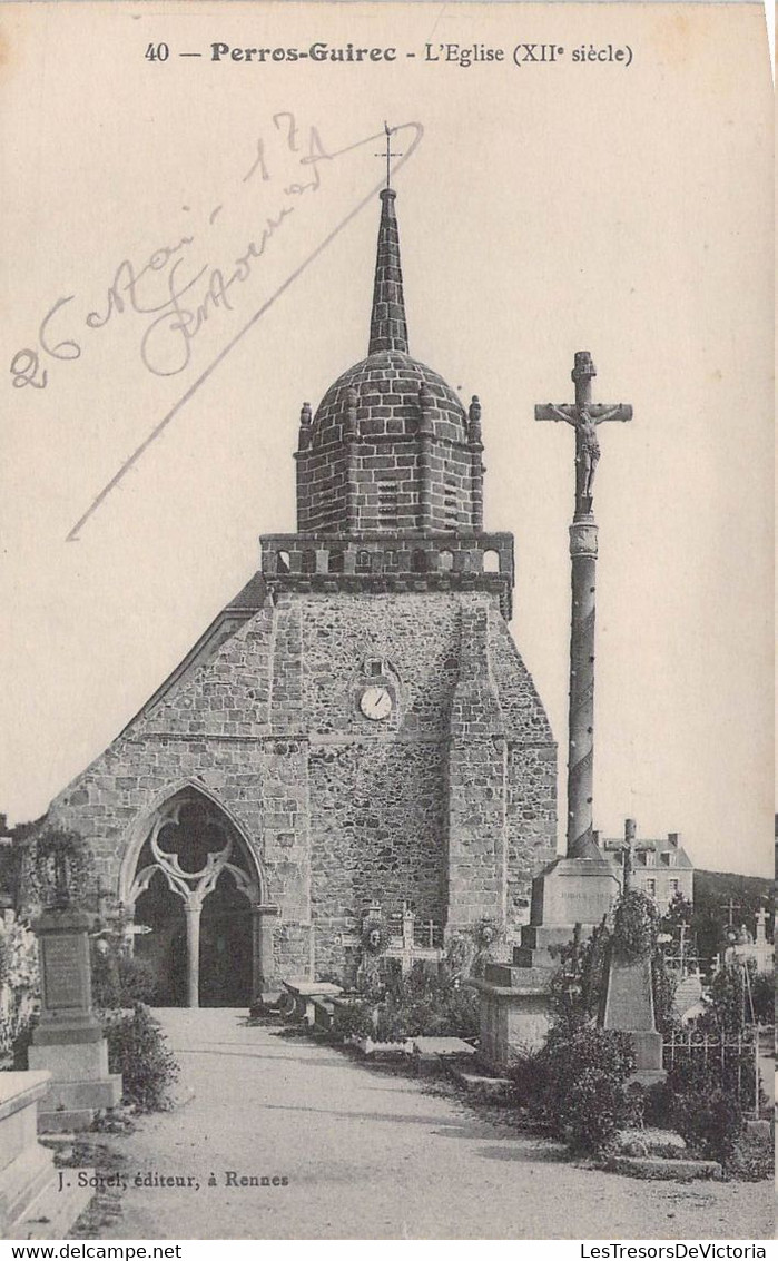 CPA - 22 - PERROS GUIREC - L'église - J SOREL Rennes - Perros-Guirec