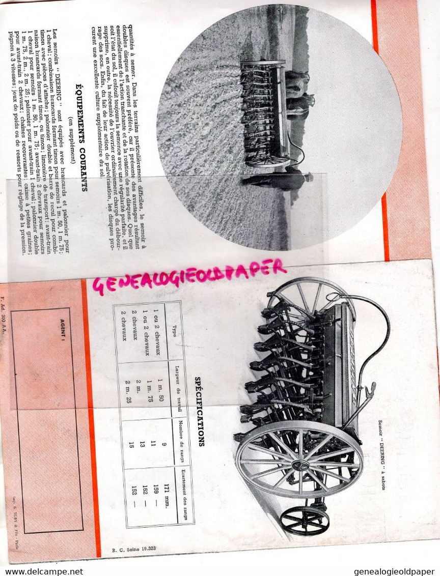 PUBLICITE   DEERING - SEMOIR SEMOIRS EN LIGNES ET A SABOTS- - Agriculture