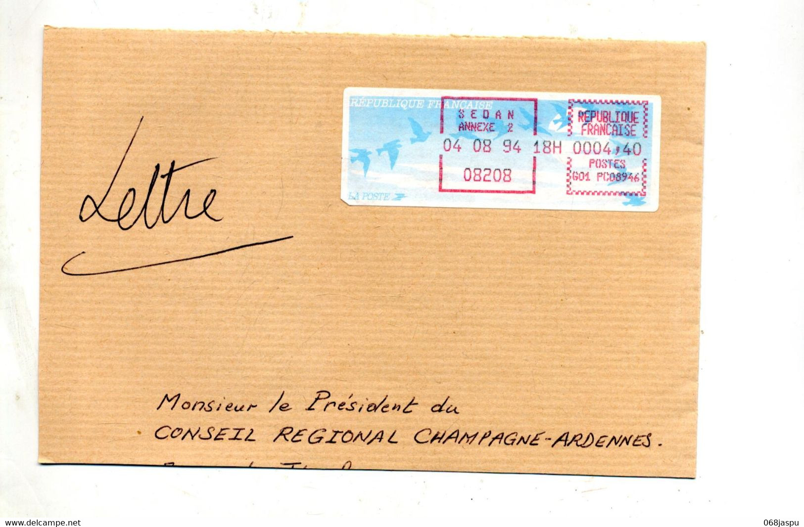 Lettre Vignette Sedana Annexe 2 - 1990 Type « Oiseaux De Jubert »