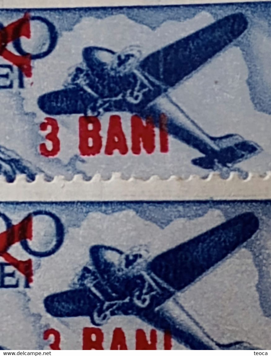 Stamps Errors Romania 1952 Mi 1364 Printed With Misplaced Surcharge 3bani, Vertical Line On Wing,FLY,airmail Unused - Errors, Freaks & Oddities (EFO)