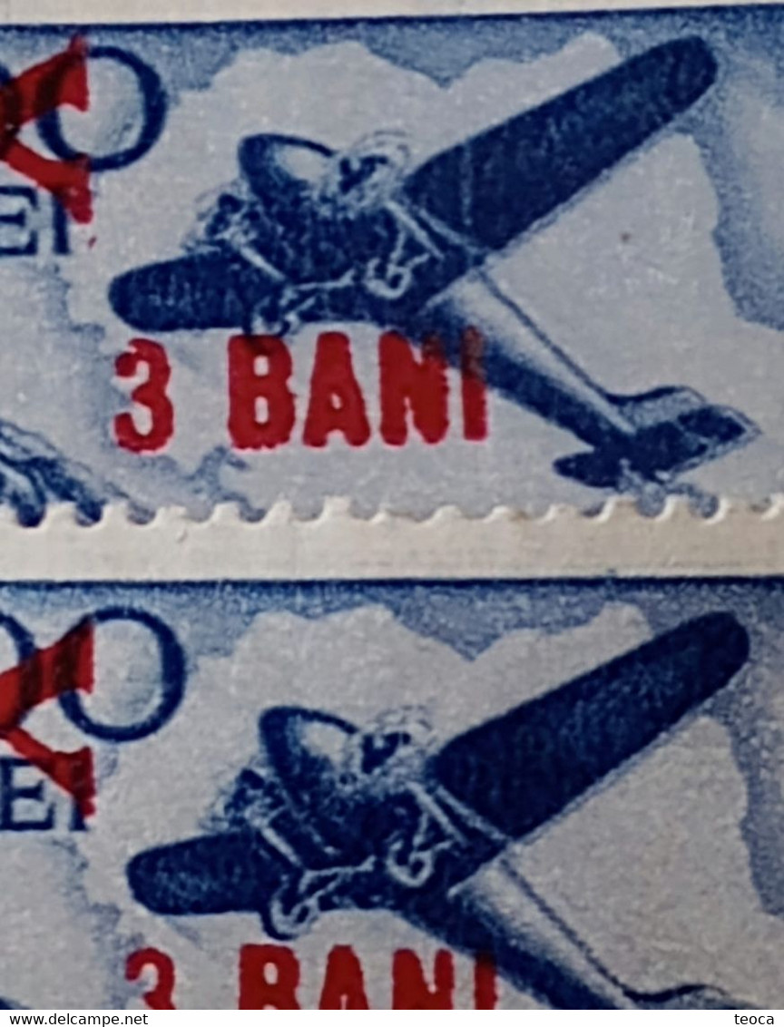 Stamps Errors Romania 1952 Mi 1364 Printed With Misplaced Surcharge 3bani, Vertical Line On Wing,FLY,airmail Unused - Abarten Und Kuriositäten