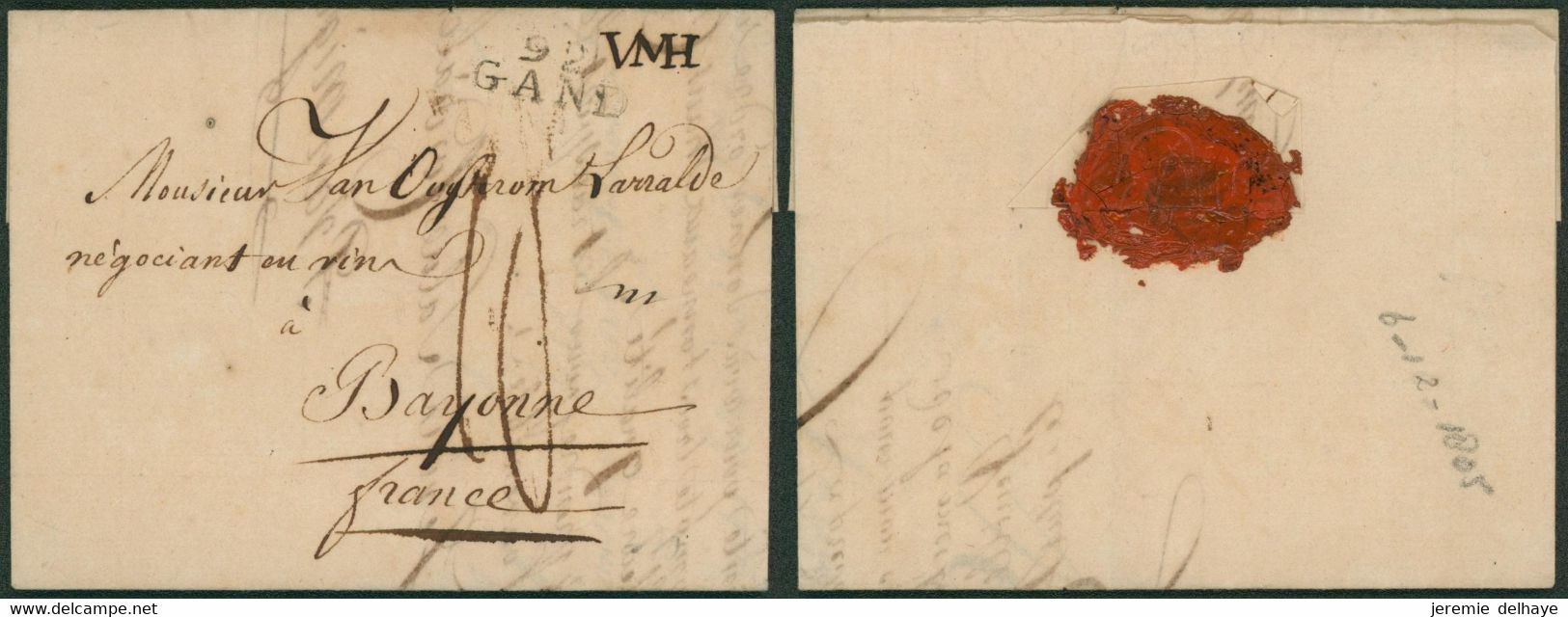 Précurseur - LAC Datée De Ledeberg (1805) + Obl Linéaire 92 / GAND > Négociant En Vin à Baygonne / Plume : VNH - 1794-1814 (French Period)