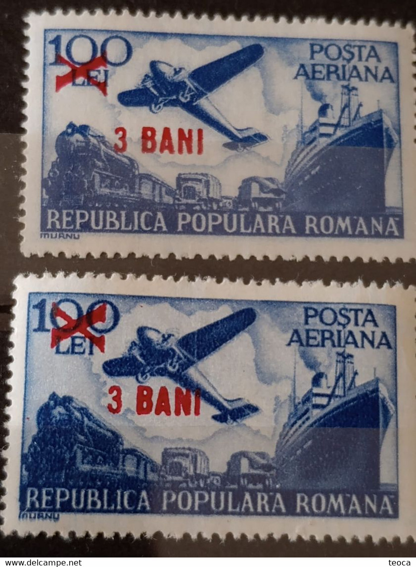 Stamps Errors Romania 1952 Mi 1364  With Misplaced Surcharge  Vertical Line On Wing,inverted WATERMARK RP,R Unused - Variedades Y Curiosidades