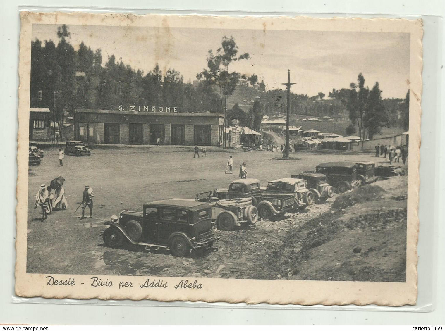 FRANCOBOLLI ERITREA 15 CENT. + 5 CENT. SU CARTOLINA DESSIE' -BIVIO PER ADDIS ABEBA 1938 VIAGGIATA FP - Africa Oriental Italiana