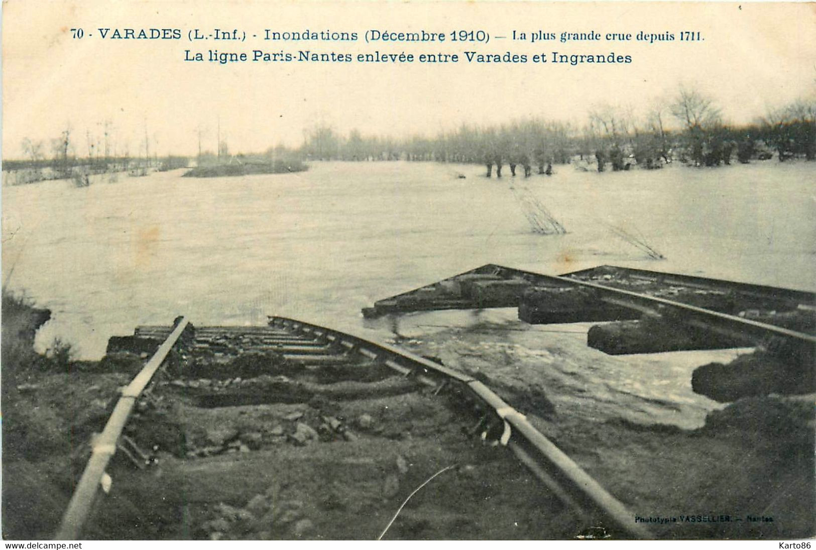 Varades * Inondations Décembre 1910 * Ligne Chemin De Fer Paris Nantes Enlevée * Crue Catastrophe - Varades