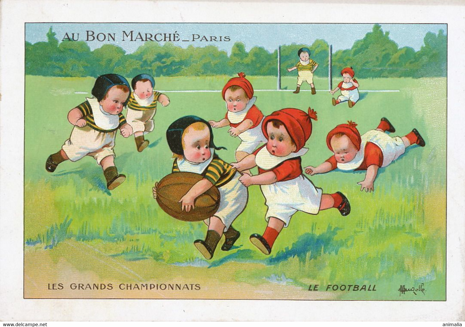 Grands Championnats Le Football Rugby  . Litho Au Bon Marché - Rugby