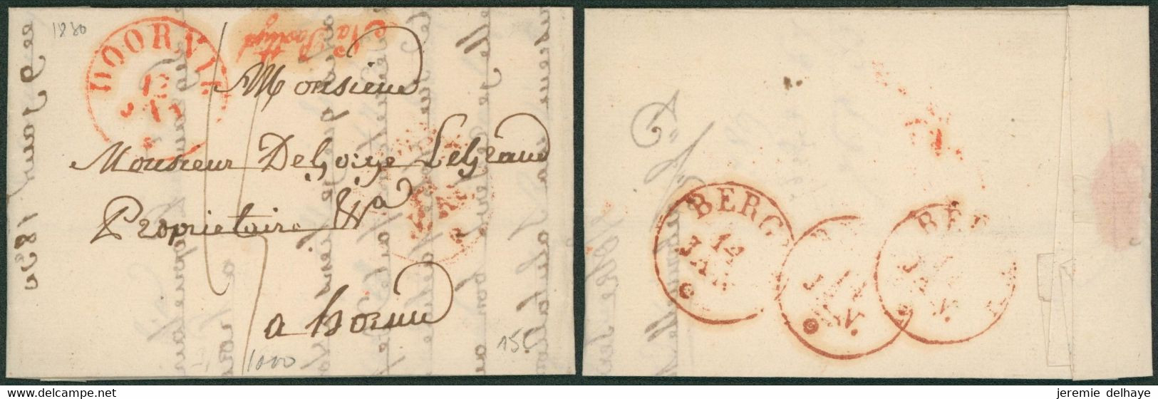 LAC Datée De Tournay 9/1/1830 + Bloc Dateur à Perle (T11) "Doornik" & "Na Posttijn" > Hornu + T11 Bergen X3 - 1815-1830 (Dutch Period)