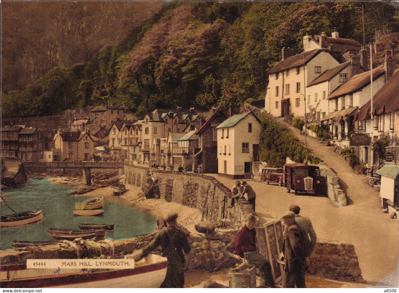 A18256 - MARS HILL LYNMOUTH POST CARD USED 1965 STAMP LYNTON AND LYNMOUTH QUEEN ELIZABETH OF ENGLAND STAMP SENT TO BERN - Lynmouth & Lynton