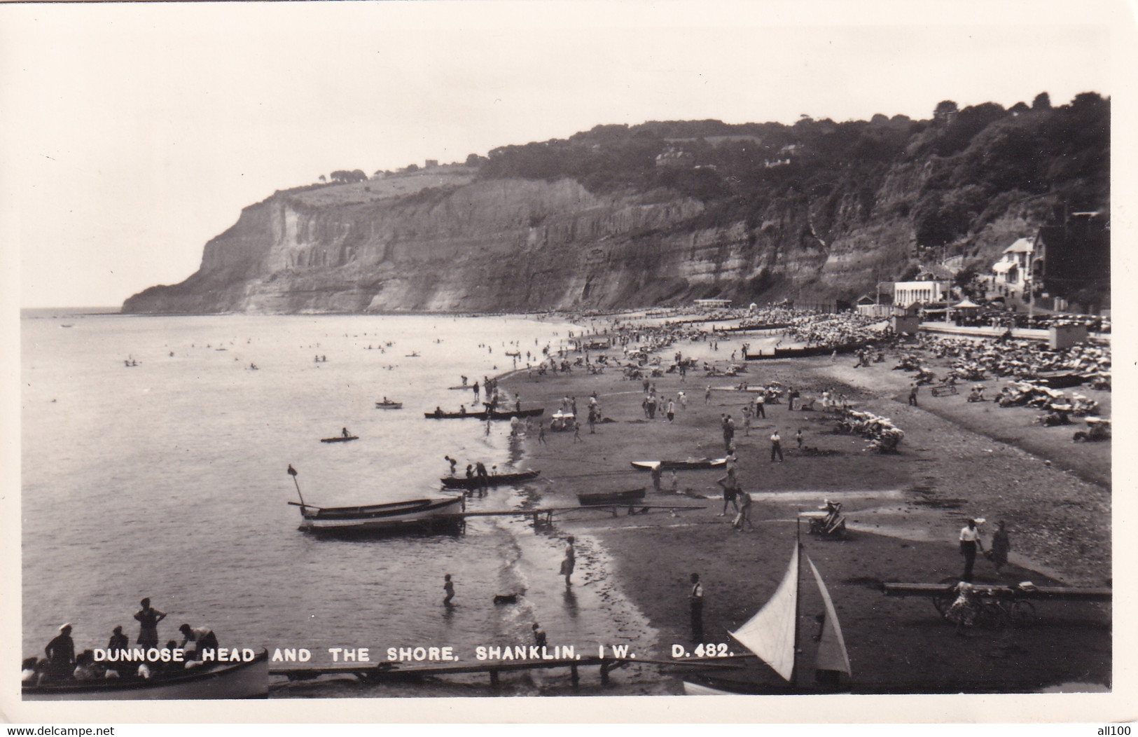 A18272 - DUNNOSE HEAD AND THE SHORE SHANKLIN THE BAY SERIES POST CARD USED 1953 STAMP SENT TO BASEL SWITZERLAND - Shanklin