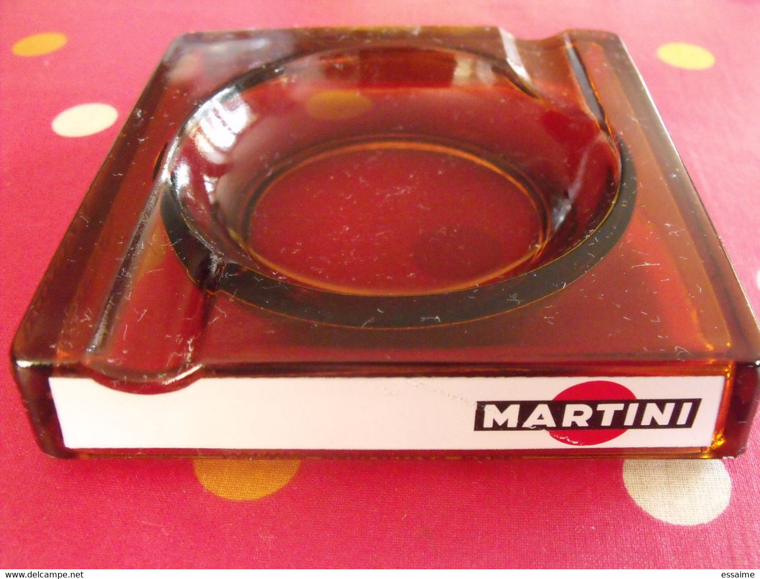 Cendrier Martini. Création Publicitas Paris. Verre Fumé. Vers 1960-70. 11,5 Cm - Ashtrays
