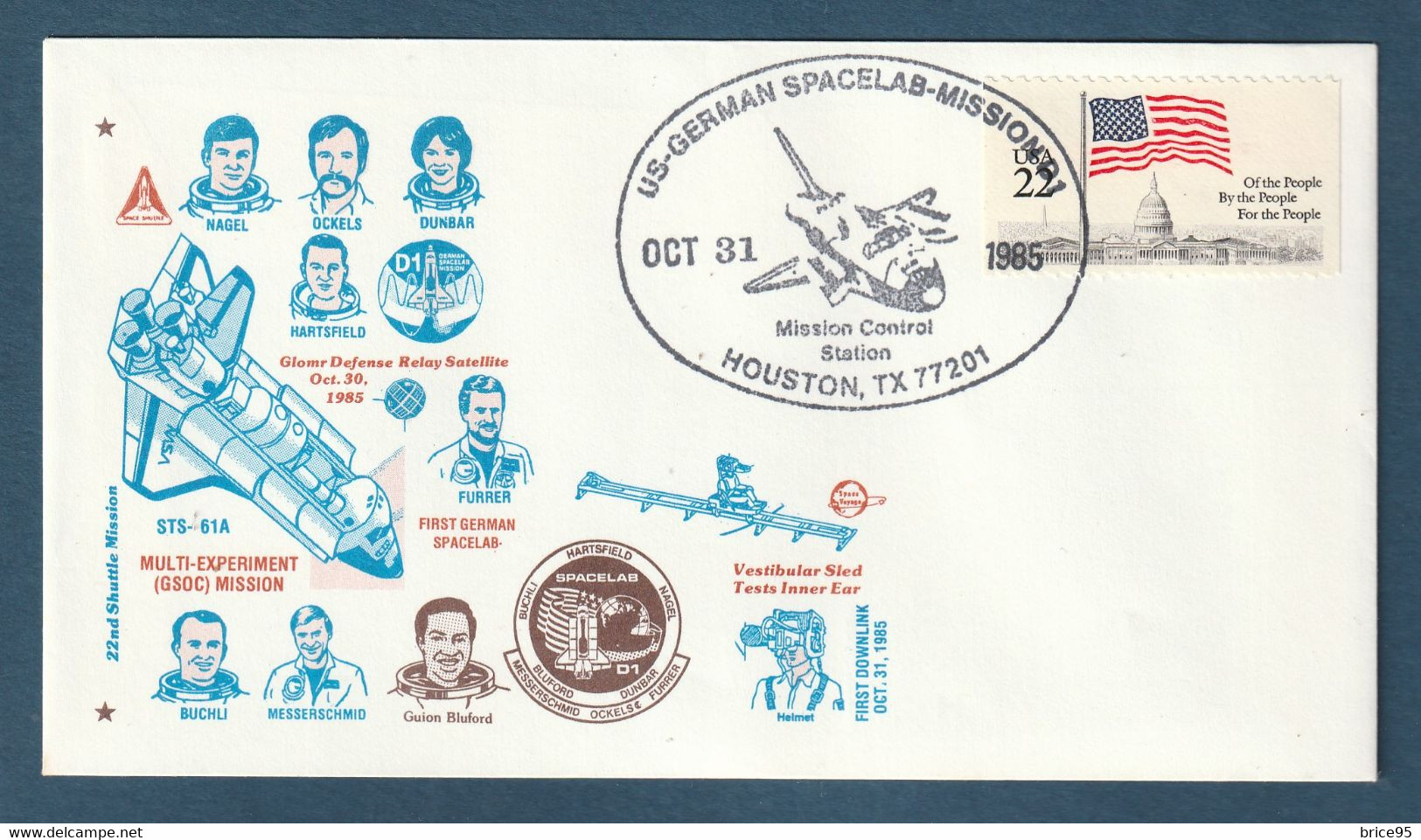 ✈️ Etats Unis - First German - Spacelab - D 1 - Multi Experiment Mission - GSOC - Houston - 1985 ✈️ - America Del Nord