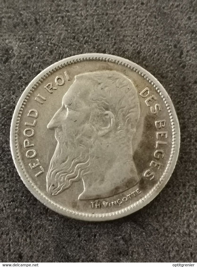 2 FRANCS 1904 ARGENT SANS POINT LEOPOLD II BELGIQUE / BELGIUM SILVER - 2 Frank